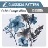 image:imageHVERSAILTEX 100 Blackout Curtains for Bedroom Cattleya Floral Printed Drapes 63 Inches Long Leah Floral Pattern Full Light Blocking Drapes with Black Liner Rod Pocket 2 Panels GreyBlueGreyBlue