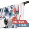 image:imageHVERSAILTEX 100 Blackout Curtains for Bedroom Cattleya Floral Printed Drapes 63 Inches Long Leah Floral Pattern Full Light Blocking Drapes with Black Liner Rod Pocket 2 Panels GreyBlueStone BlueCoral