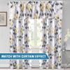 image:imageHVERSAILTEX 100 Blackout Curtains for Bedroom Cattleya Floral Printed Drapes 63 Inches Long Leah Floral Pattern Full Light Blocking Drapes with Black Liner Rod Pocket 2 Panels GreyBlueGreyYellow