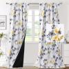 image:imageHVERSAILTEX 100 Blackout Curtains for Bedroom Cattleya Floral Printed Drapes 63 Inches Long Leah Floral Pattern Full Light Blocking Drapes with Black Liner Rod Pocket 2 Panels GreyBlueGreyYellow