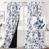 image:imageHVERSAILTEX 100 Blackout Curtains for Bedroom Cattleya Floral Printed Drapes 63 Inches Long Leah Floral Pattern Full Light Blocking Drapes with Black Liner Rod Pocket 2 Panels GreyBlueGreyTeal