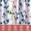 image:imageHVERSAILTEX 100 Blackout Curtains for Bedroom Cattleya Floral Printed Drapes 63 Inches Long Leah Floral Pattern Full Light Blocking Drapes with Black Liner Rod Pocket 2 Panels GreyBlueStone BlueCoral