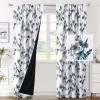 image:imageHVERSAILTEX 100 Blackout Curtains for Bedroom Cattleya Floral Printed Drapes 63 Inches Long Leah Floral Pattern Full Light Blocking Drapes with Black Liner Rod Pocket 2 Panels GreyBlueGreyTeal