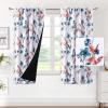 image:imageHVERSAILTEX 100 Blackout Curtains for Bedroom Cattleya Floral Printed Drapes 63 Inches Long Leah Floral Pattern Full Light Blocking Drapes with Black Liner Rod Pocket 2 Panels GreyBlueStone BlueCoral