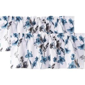 image:imageHVERSAILTEX 100 Blackout Curtains for Bedroom Cattleya Floral Printed Drapes 63 Inches Long Leah Floral Pattern Full Light Blocking Drapes with Black Liner Rod Pocket 2 Panels GreyBlueGreyBlue