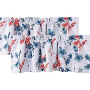 image:imageHVERSAILTEX 100 Blackout Curtains for Bedroom Cattleya Floral Printed Drapes 63 Inches Long Leah Floral Pattern Full Light Blocking Drapes with Black Liner Rod Pocket 2 Panels GreyBlueStone BlueCoral