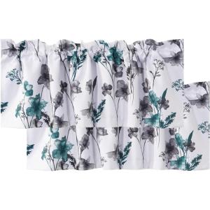 image:imageHVERSAILTEX 100 Blackout Curtains for Bedroom Cattleya Floral Printed Drapes 63 Inches Long Leah Floral Pattern Full Light Blocking Drapes with Black Liner Rod Pocket 2 Panels GreyBlueGreyTeal