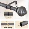 image:imageHVERSAILTEX Curtain Rods for Windows 162 to 282 Inches 1 inch Diameter Adjustable Decorative Telescoping Curtain Rod with Brackets Heavy Duty Splicing Window Rods with Decorative Finials BlackDark Grey