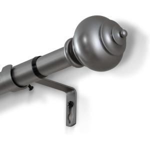 image:imageHVERSAILTEX Curtain Rods for Windows 162 to 282 Inches 1 inch Diameter Adjustable Decorative Telescoping Curtain Rod with Brackets Heavy Duty Splicing Window Rods with Decorative Finials BlackDark Grey
