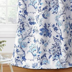 image:imageHVERSAILTEX Blackout Curtains 84 Inch Length 2 Panels Set Floral Print Curtain Drapes for Living Room Thermal Insulated Grommet Window Curtains for Bedroom  Traditional Floral in Sage and BrownFloral in Blue and White