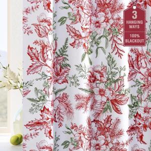 image:imageHVERSAILTEX Blackout Curtains 84 Inch Length 2 Panels Set Floral Print Curtain Drapes for Living Room Thermal Insulated Grommet Window Curtains for Bedroom  Traditional Floral in Sage and BrownFloral in Christmas Red and Christmas Green