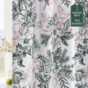 image:imageHVERSAILTEX Blackout Curtains 84 Inch Length 2 Panels Set Floral Print Curtain Drapes for Living Room Thermal Insulated Grommet Window Curtains for Bedroom  Traditional Floral in Sage and BrownFloral in Moss and Wheat