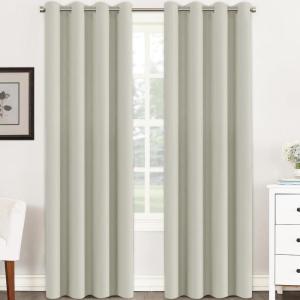 image:imageHVERSAILTEX Ivory Curtains for Bedroom Window Treatment Blackout Thermal Insulated Room Darkening Solid Grommet CurtainsDrapes for Living Room Set of 2 Panels 52 by 84 Inch Long IvoryCreamPale Oak