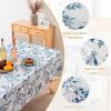 image:imageHVERSAILTEX Linen Table Cloths Floral Printed Tablecloth SpillProof Waterproof Table Cover for Dining Buffet Feature Soft and Thick Fabric Wrinkle Free 60 x 120 Inch Adela Botanical Motif  SageRetro Floral  Stone Blue
