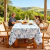 image:imageHVERSAILTEX Linen Table Cloths Floral Printed Tablecloth SpillProof Waterproof Table Cover for Dining Buffet Feature Soft and Thick Fabric Wrinkle Free 60 x 120 Inch Adela Botanical Motif  SageRetro Floral  Stone Blue