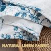 image:imageHVERSAILTEX Linen Table Cloths Floral Printed Tablecloth SpillProof Waterproof Table Cover for Dining Buffet Feature Soft and Thick Fabric Wrinkle Free 60 x 120 Inch Adela Botanical Motif  SageRetro Floral  Stone Blue