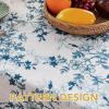 image:imageHVERSAILTEX Linen Table Cloths Floral Printed Tablecloth SpillProof Waterproof Table Cover for Dining Buffet Feature Soft and Thick Fabric Wrinkle Free 60 x 120 Inch Adela Botanical Motif  SageRetro Floral  Stone Blue