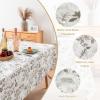 image:imageHVERSAILTEX Linen Table Cloths Floral Printed Tablecloth SpillProof Waterproof Table Cover for Dining Buffet Feature Soft and Thick Fabric Wrinkle Free 60 x 120 Inch Adela Botanical Motif  SageRetro Floral  Brown