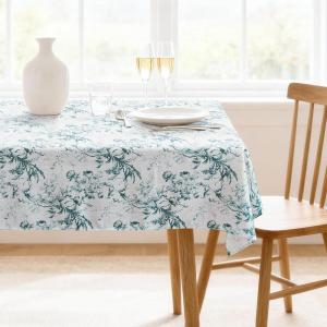 image:imageHVERSAILTEX Linen Table Cloths Floral Printed Tablecloth SpillProof Waterproof Table Cover for Dining Buffet Feature Soft and Thick Fabric Wrinkle Free 60 x 120 Inch Adela Botanical Motif  SageVintage Botanical  Blue