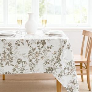 image:imageHVERSAILTEX Linen Table Cloths Floral Printed Tablecloth SpillProof Waterproof Table Cover for Dining Buffet Feature Soft and Thick Fabric Wrinkle Free 60 x 120 Inch Adela Botanical Motif  SageRetro Floral  Brown