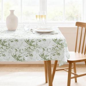 image:imageHVERSAILTEX Linen Table Cloths Floral Printed Tablecloth SpillProof Waterproof Table Cover for Dining Buffet Feature Soft and Thick Fabric Wrinkle Free 60 x 120 Inch Adela Botanical Motif  SageVintage Botanical  Green