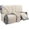 image:imageHVERSAILTEX 100 Waterproof Loveseat Recliner Cover with Center Console Anti Slip Reclining Loveseat Cover with Adjustable Elastic Straps Recliner Loveseat with Console Rocket GrayCoconut Milk