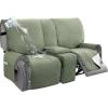 image:imageHVERSAILTEX 100 Waterproof Loveseat Recliner Cover with Center Console Anti Slip Reclining Loveseat Cover with Adjustable Elastic Straps Recliner Loveseat with Console Rocket GrayPale Aqua