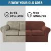 image:imageHVERSAILTEX Real Velvet Plush 3 Piece Stretch Sofa Covers Couch Covers for 2 Cushion Couch Loveseat Covers Width Up to 72 Inch Feature Thick Soft Stay in Place Medium Sofa CamelBurnt Brick