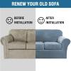 image:imageHVERSAILTEX Real Velvet Plush 3 Piece Stretch Sofa Covers Couch Covers for 2 Cushion Couch Loveseat Covers Width Up to 72 Inch Feature Thick Soft Stay in Place Medium Sofa CamelStone Blue