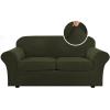 image:imageHVERSAILTEX Real Velvet Plush 3 Piece Stretch Sofa Covers Couch Covers for 2 Cushion Couch Loveseat Covers Width Up to 72 Inch Feature Thick Soft Stay in Place Medium Sofa CamelOlive