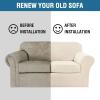 image:imageHVERSAILTEX Real Velvet Plush 3 Piece Stretch Sofa Covers Couch Covers for 2 Cushion Couch Loveseat Covers Width Up to 72 Inch Feature Thick Soft Stay in Place Medium Sofa CamelCream