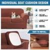 image:imageHVERSAILTEX Real Velvet Plush 3 Piece Stretch Sofa Covers Couch Covers for 2 Cushion Couch Loveseat Covers Width Up to 72 Inch Feature Thick Soft Stay in Place Medium Sofa CamelRust