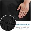 image:imageHVERSAILTEX Real Velvet Plush 3 Piece Stretch Sofa Covers Couch Covers for 2 Cushion Couch Loveseat Covers Width Up to 72 Inch Feature Thick Soft Stay in Place Medium Sofa CamelJet Black