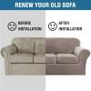 image:imageHVERSAILTEX Real Velvet Plush 3 Piece Stretch Sofa Covers Couch Covers for 2 Cushion Couch Loveseat Covers Width Up to 72 Inch Feature Thick Soft Stay in Place Medium Sofa CamelTaupe