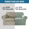 image:imageHVERSAILTEX Real Velvet Plush 3 Piece Stretch Sofa Covers Couch Covers for 2 Cushion Couch Loveseat Covers Width Up to 72 Inch Feature Thick Soft Stay in Place Medium Sofa CamelSea Grass