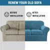 image:imageHVERSAILTEX Real Velvet Plush 3 Piece Stretch Sofa Covers Couch Covers for 2 Cushion Couch Loveseat Covers Width Up to 72 Inch Feature Thick Soft Stay in Place Medium Sofa CamelPeacock Blue
