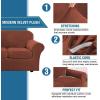 image:imageHVERSAILTEX Real Velvet Plush 3 Piece Stretch Sofa Covers Couch Covers for 2 Cushion Couch Loveseat Covers Width Up to 72 Inch Feature Thick Soft Stay in Place Medium Sofa CamelRust