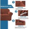image:imageHVERSAILTEX Real Velvet Plush 3 Piece Stretch Sofa Covers Couch Covers for 2 Cushion Couch Loveseat Covers Width Up to 72 Inch Feature Thick Soft Stay in Place Medium Sofa CamelRust