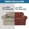 image:imageHVERSAILTEX Real Velvet Plush 3 Piece Stretch Sofa Covers Couch Covers for 2 Cushion Couch Loveseat Covers Width Up to 72 Inch Feature Thick Soft Stay in Place Medium Sofa CamelRust