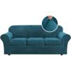 image:imageHVERSAILTEX Real Velvet Plush 3 Piece Stretch Sofa Covers Couch Covers for 2 Cushion Couch Loveseat Covers Width Up to 72 Inch Feature Thick Soft Stay in Place Medium Sofa CamelDeep Teal