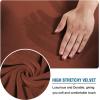 image:imageHVERSAILTEX Real Velvet Plush 3 Piece Stretch Sofa Covers Couch Covers for 2 Cushion Couch Loveseat Covers Width Up to 72 Inch Feature Thick Soft Stay in Place Medium Sofa CamelRust