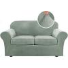 image:imageHVERSAILTEX Real Velvet Plush 3 Piece Stretch Sofa Covers Couch Covers for 2 Cushion Couch Loveseat Covers Width Up to 72 Inch Feature Thick Soft Stay in Place Medium Sofa CamelSea Grass