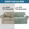 image:imageHVERSAILTEX Real Velvet Plush 3 Piece Stretch Sofa Covers Couch Covers for 2 Cushion Couch Loveseat Covers Width Up to 72 Inch Feature Thick Soft Stay in Place Medium Sofa CamelSea Grass