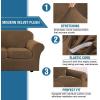 image:imageHVERSAILTEX Real Velvet Plush 3 Piece Stretch Sofa Covers Couch Covers for 2 Cushion Couch Loveseat Covers Width Up to 72 Inch Feature Thick Soft Stay in Place Medium Sofa CamelBronze Brown