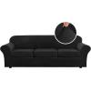 image:imageHVERSAILTEX Real Velvet Plush 3 Piece Stretch Sofa Covers Couch Covers for 2 Cushion Couch Loveseat Covers Width Up to 72 Inch Feature Thick Soft Stay in Place Medium Sofa CamelJet Black