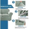 image:imageHVERSAILTEX Real Velvet Plush 3 Piece Stretch Sofa Covers Couch Covers for 2 Cushion Couch Loveseat Covers Width Up to 72 Inch Feature Thick Soft Stay in Place Medium Sofa CamelSea Grass
