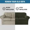 image:imageHVERSAILTEX Real Velvet Plush 3 Piece Stretch Sofa Covers Couch Covers for 2 Cushion Couch Loveseat Covers Width Up to 72 Inch Feature Thick Soft Stay in Place Medium Sofa CamelOlive