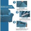image:imageHVERSAILTEX Real Velvet Plush 3 Piece Stretch Sofa Covers Couch Covers for 2 Cushion Couch Loveseat Covers Width Up to 72 Inch Feature Thick Soft Stay in Place Medium Sofa CamelPeacock Blue
