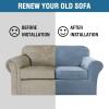 image:imageHVERSAILTEX Real Velvet Plush 3 Piece Stretch Sofa Covers Couch Covers for 2 Cushion Couch Loveseat Covers Width Up to 72 Inch Feature Thick Soft Stay in Place Medium Sofa CamelStone Blue