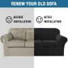 image:imageHVERSAILTEX Real Velvet Plush 3 Piece Stretch Sofa Covers Couch Covers for 2 Cushion Couch Loveseat Covers Width Up to 72 Inch Feature Thick Soft Stay in Place Medium Sofa CamelJet Black